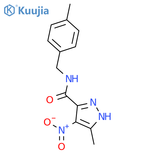 5-methyl-N-(4-methylbenzyl)-4-nitro-1H-pyrazole-3-carboxamide structure