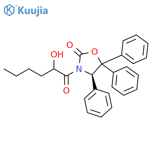 2-OXAZOLIDINONE, 3-(2-HYDROXY-1-OXOHEXYL)-4,5,5-TRIPHENYL-, (4R)- structure