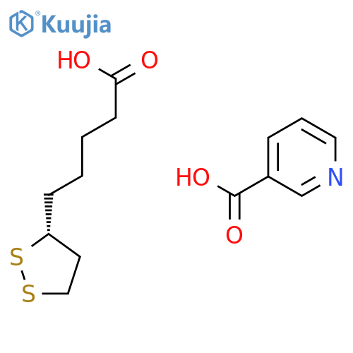 5-[(3R)-dithiolan-3-yl]pentanoic acid;pyridine-3-carboxylic acid structure