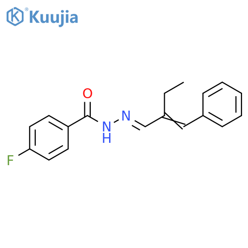 Benzoic acid, 4-fluoro-, (2E)-[2-(phenylmethylene)butylidene]hydrazide structure