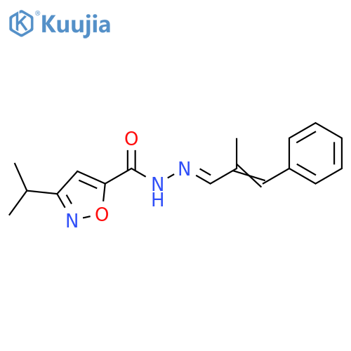5-Isoxazolecarboxylic acid, 3-(1-methylethyl)-,(2E)-(2-methyl-3-phenyl-2-propenylidene)hydrazide structure
