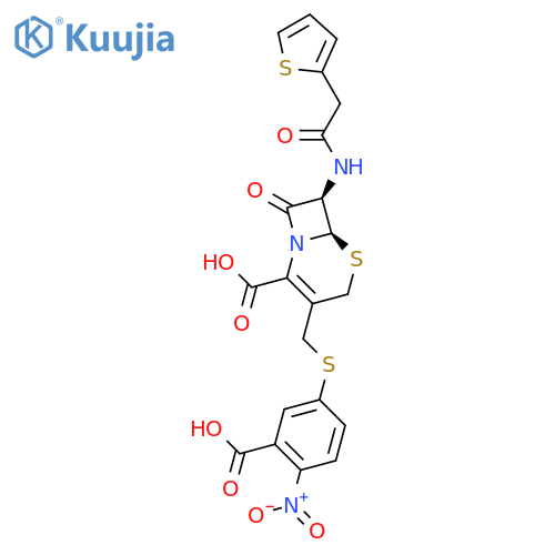 5-Thia-1-azabicyclo[4.2.0]oct-2-ene-2-carboxylicacid,3-[[(3-carboxy-4-nitrophenyl)thio]methyl]-8-oxo-7-[[2-(2-thienyl)acetyl]amino]-,(6R,7R)- structure