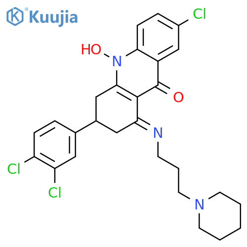 9(2H)-Acridinone,7-chloro-3-(3,4-dichlorophenyl)-1,3,4,10-tetrahydro-10-hydroxy-1-[[3-(1-piperidinyl)propyl]imino]- structure