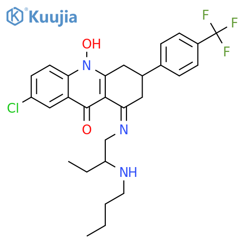 9(2H)-Acridinone,1-[[2-(butylamino)butyl]imino]-7-chloro-1,3,4,10-tetrahydro-10-hydroxy-3-[4-(trifluoromethyl)phenyl]- structure