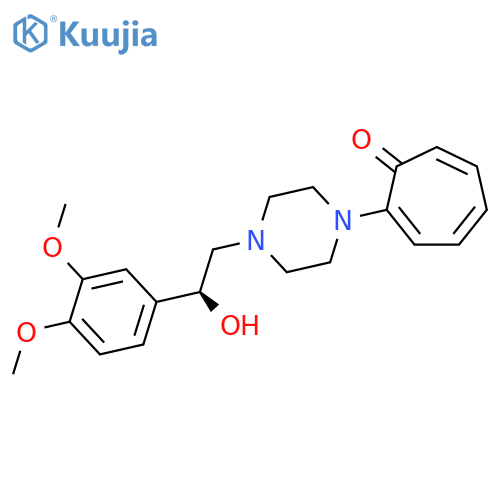 2,4,6-Cycloheptatrien-1-one,2-[4-[(2S)-2-(3,4-dimethoxyphenyl)-2-hydroxyethyl]-1-piperazinyl]- structure