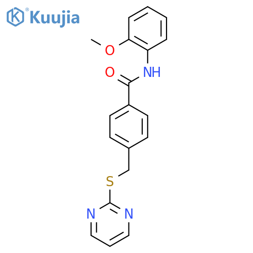 N-(2-methoxyphenyl)-4-(pyrimidin-2-ylsulfanyl)methylbenzamide structure
