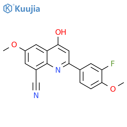 8-Quinolinecarbonitrile,2-(3-fluoro-4-methoxyphenyl)-4-hydroxy-6-methoxy- structure
