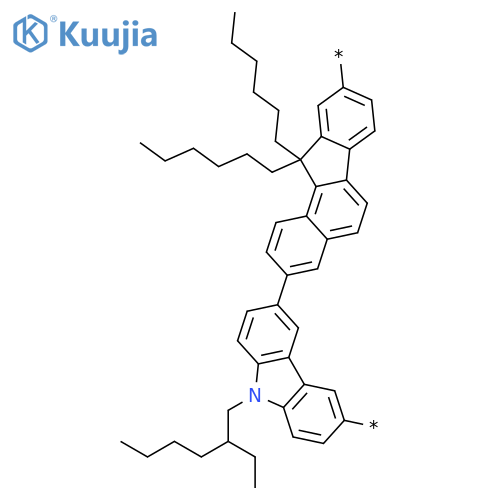 Poly[[9-(2-ethylhexyl)-9H-carbazole-3,6-diyl](11,11-dihexyl-11H-benzo[a]fluorene-3,9-diyl)] structure
