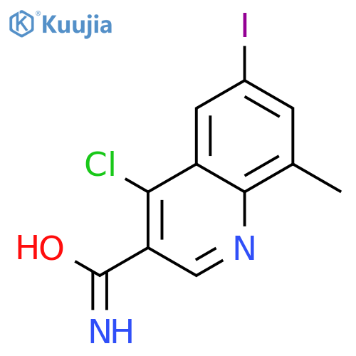 4-chloro-6-iodo-8-methylquinoline-3-carboxamide structure