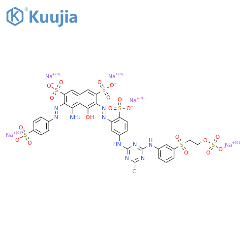 2,7-Naphthalenedisulfonic acid, 4-amino-6-[[5-[[4-chloro-6-[[3-[[2-(sulfooxy)ethyl]sulfonyl]phenyl]amino]-1,3,5-triazin-2-yl]amino]-2-sulfophenyl]azo]-5-hydroxy-3-[(4-sulfophenyl)azo]-, pentasodium salt structure