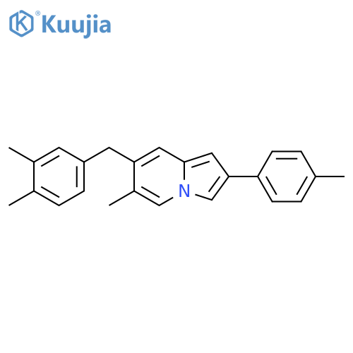 Indolizine, 7-[(3,4-dimethylphenyl)methyl]-6-methyl-2-(4-methylphenyl)- structure