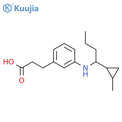 Benzenepropanoic acid, 3-[[1-(2-methylcyclopropyl)butyl]amino]- structure