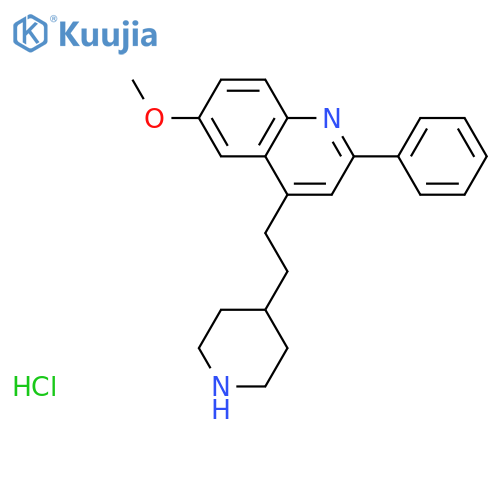Quinoline,6-methoxy-2-phenyl-4-[2-(4-piperidinyl)ethyl]-, hydrochloride (1:1) structure