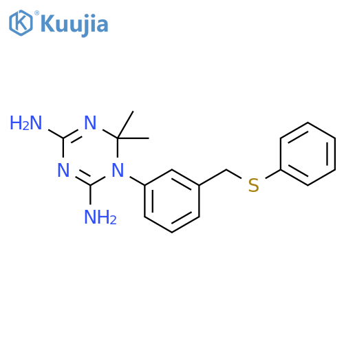 1,3,5-Triazine-2,4-diamine,1,6-dihydro-6,6-dimethyl-1-[3-[(phenylthio)methyl]phenyl]- structure