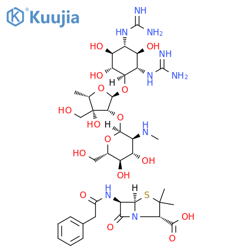 D-Streptamine, O-2-deoxy-2-(methylamino)-α-L-glucopyranosyl-(1→2)-O-5-deoxy-3-C-(hydroxymethyl)-α-L-lyxofuranosyl-(1→4)-N,N'-bis(aminoiminomethyl)-, mixt. with (2S,5R,6R)-3,3-dimethyl-7-oxo-6-[(phenylacetyl)amino]-4-thia-1-azabicyclo[3.2.0]heptane-2-carboxylic acid (9CI) structure