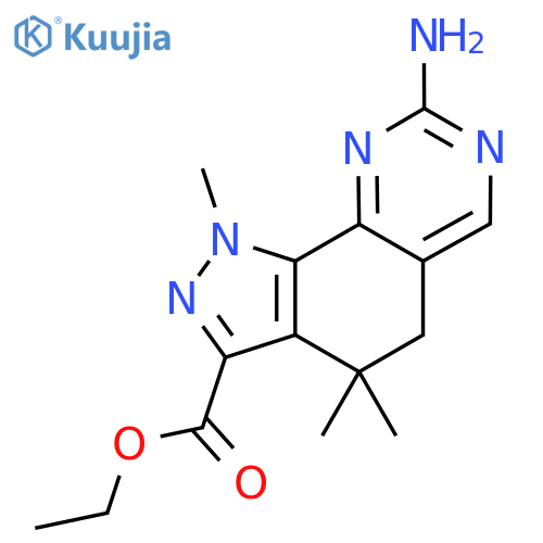 Ethyl 8-amino-1,4,4-trimethyl-4,5-dihydro-1H-pyrazolo[4,3-h]quinazoline-3-carboxylate structure