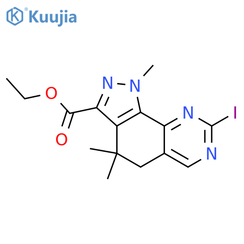 Ethyl 4,5-dihydro-8-iodo-1,4,4-trimethyl-1H-pyrazolo[4,3-h]quinazoline-3-carboxylate structure