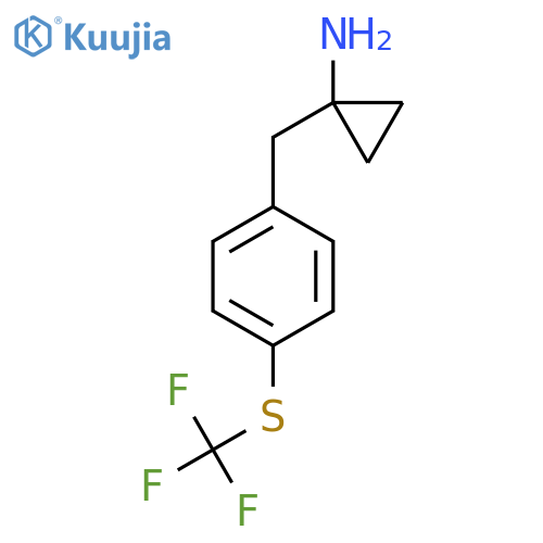 1-({4-(trifluoromethyl)sulfanylphenyl}methyl)cyclopropan-1-amine structure