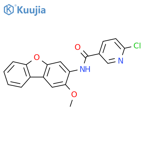 6-chloro-N-{4-methoxy-8-oxatricyclo[7.4.0.0,2,7]trideca-1(9),2,4,6,10,12-hexaen-5-yl}pyridine-3-carboxamide structure
