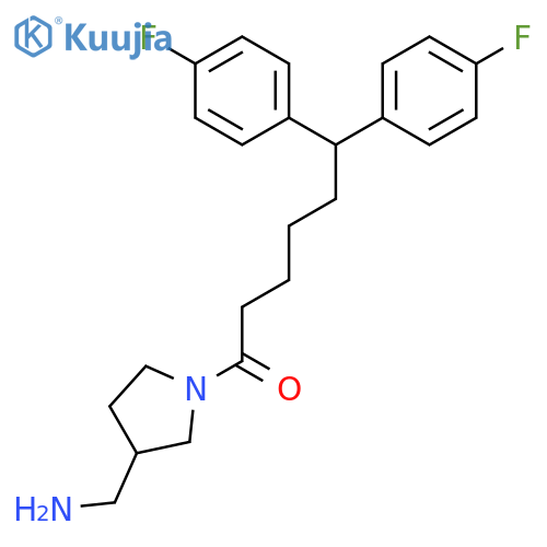 3-Pyrrolidinemethanamine, 1-[6,6-bis(4-fluorophenyl)-1-oxohexyl]- structure