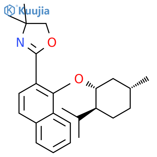 (-)-2-[2-(1-(1R,3R,4S)-menthoxynaphthyl)]-4,4-dimethyl-Δ2-oxazoline structure