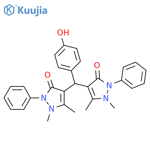 3H-Pyrazol-3-one,4,4'-[(4-hydroxyphenyl)methylene]bis[1,2-dihydro-1,5-dimethyl-2-phenyl- structure