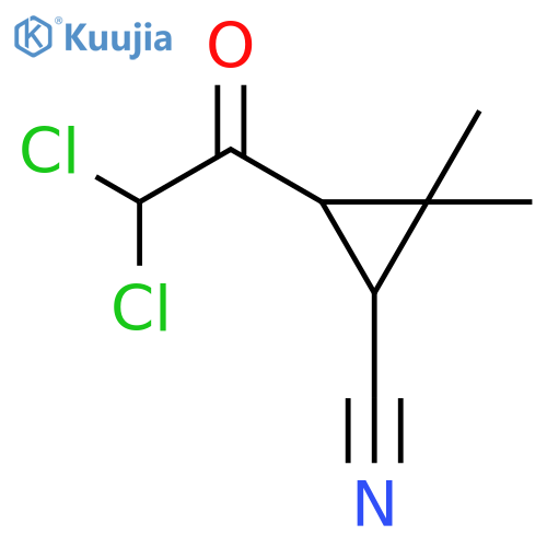 Cyclopropanecarbonitrile, 3-(dichloroacetyl)-2,2-dimethyl-, trans- (9CI) structure