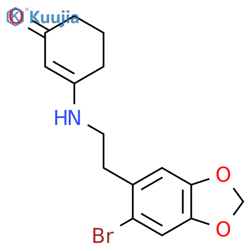 2-Cyclohexen-1-one,3-[[2-(6-bromo-1,3-benzodioxol-5-yl)ethyl]amino]- structure