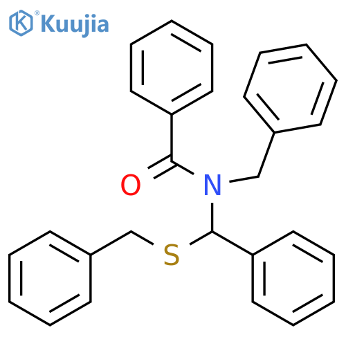 N-benzyl-N-((benzylthio)(phenyl)methyl)benzamide structure