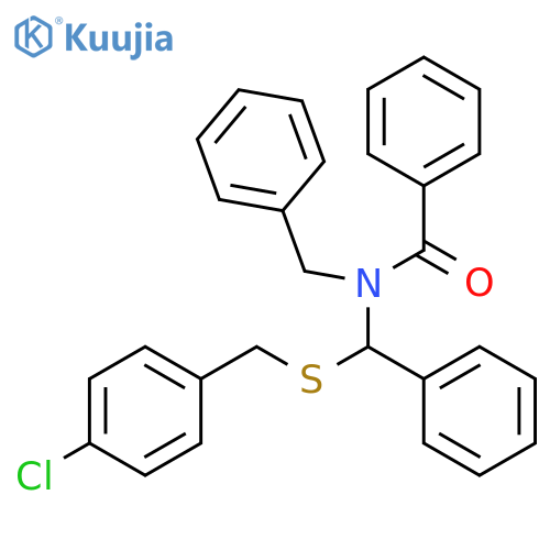 N-benzyl-N-(((4-chlorobenzyl)thio)(phenyl)methyl)benzamide structure