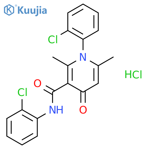 N,1-bis(2-chlorophenyl)-2,6-dimethyl-4-oxo-1,4-dihydropyridine-3-carboxamide hydrochloride structure