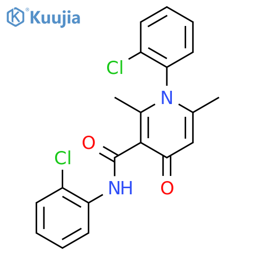 N,1-bis(2-chlorophenyl)-2,6-dimethyl-4-oxo-1,4-dihydropyridine-3-carboxamide structure