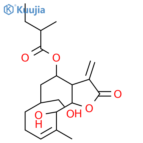 2-Methylbutanoic acid [2,3,3a,4,5,6,7,8,11,11a-decahydro-11-hydroxy-6-hydroxymethyl-10-methyl-3-methylene-2-oxocyclodeca[b]furan-4-yl] ester structure