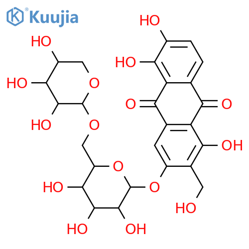 1,3,5,6-Tetrahydroxy-2-(hydroxymethyl)anthraquinone; 3-O-[β-D-Xylopyranosyl-(1→6)-β-D-glucopyranoside] structure