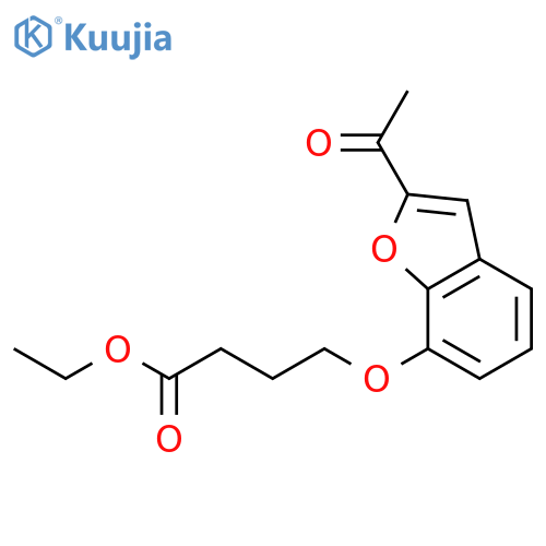 Butanoic acid, 4-[(2-acetyl-7-benzofuranyl)oxy]-, ethyl ester structure