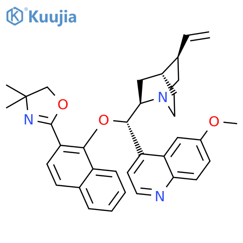 (-)-2-(2-(1-(3R,4S,8R,9S)-quinidinoxynaphthyl))-4,4-dimethyl-Δ2-oxazoline structure