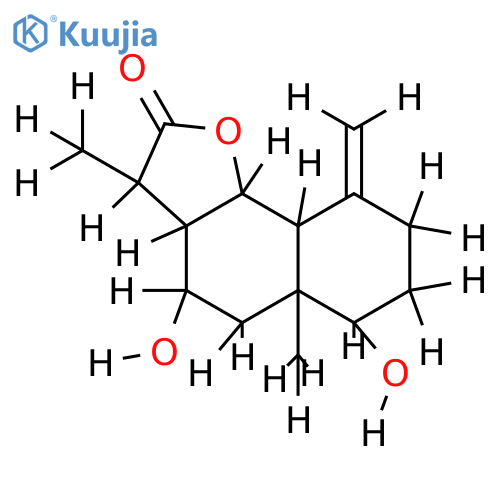 1beta,8alpha-dihydroxy-5,7alpha H,6,11beta H-eudesm-4(15)-en-6,12-olide structure