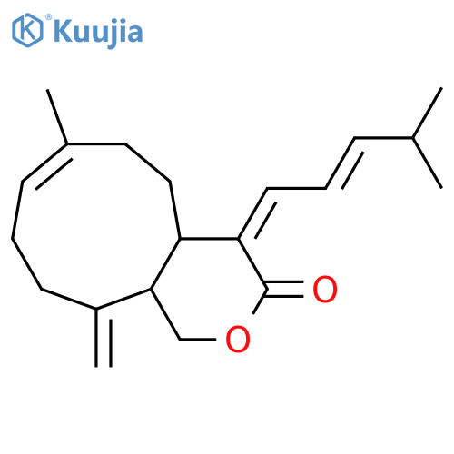 Cyclonona[c]pyran-3(1H)-one, 4,4a,5,6,9,10,11,11a-octahydro-7-methyl-11-methylene-4-[(2E)-4-methyl-2-pentenylidene]-, (4E,4aR,7E,11aS)-rel-(+)- (9CI) structure