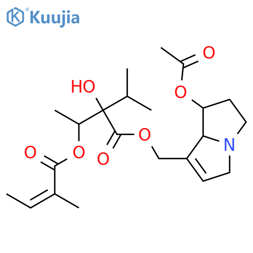 (2S)-2-({[(1R,7aR)-1-(acetyloxy)-2,3,5,7a-tetrahydro-1H-pyrrolizin-7-yl]methoxy}carbonyl)-2-hydroxy-1,3-dimethylbutyl (2E)-2-methylbut-2-enoate structure