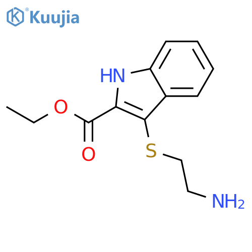 1H-INDOLE-2-CARBOXYLIC ACID, 3-[(2-AMINOETHYL)THIO]-, ETHYL ESTER structure
