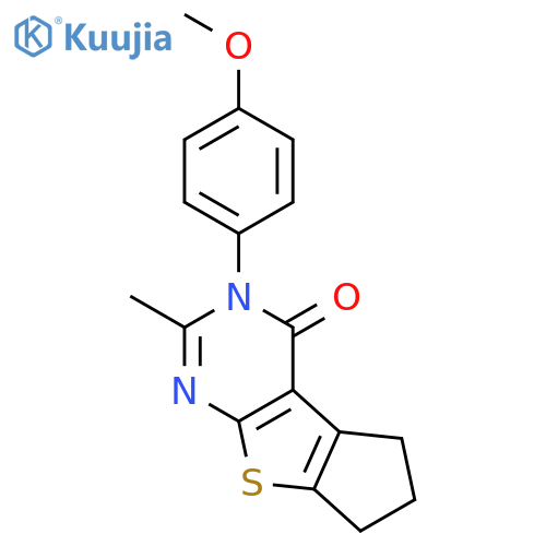 <br>3-(4-methoxyphenyl)-2-methyl-3,5,6,7-tetrahydro-4H-cyclopenta[4,5]thieno[2, 3-d]pyrimidin-4-one structure