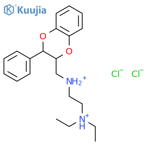 N,N-diethyl-N'-{[(2S,3S)-3-phenyl-2,3-dihydro-1,4-benzodioxin-2-yl]methyl}ethane-1,2-diaminium dichloride structure