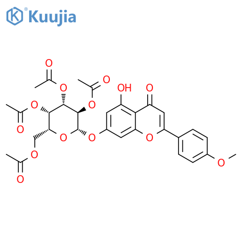 4H-1-Benzopyran-4-one, 5-hydroxy-2-(4-methoxyphenyl)-7-[(2,3,4,6-tetra-O-acetyl-β-D-galactopyranosyl)oxy]- structure