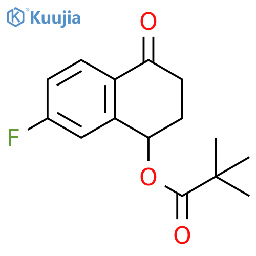 Propanoic acid, 2,2-dimethyl-, 7-fluoro-1,2,3,4-tetrahydro-4-oxo-1-naphthalenyl ester structure