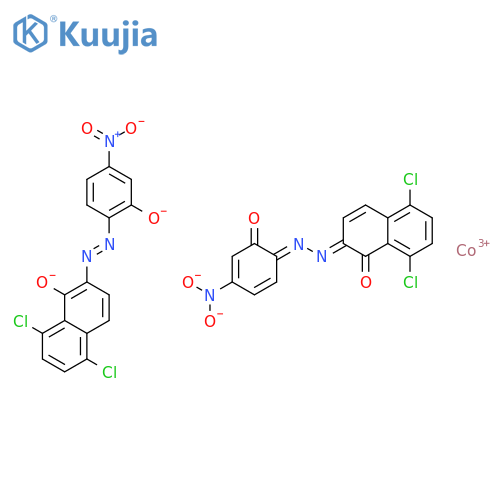 cobalt(3+) hydrogen 5,8-dichloro-2-[(E)-(4-nitro-2-oxidophenyl)diazenyl]naphthalen-1-olate ({4-[(5,8-dichloro-1-oxonaphthalen-2(1H)-ylidene)hydrazinylidene]-3-oxocyclohexa-1,5-dien-1-yl}imino)dioxidanide (1:1:1:1) structure