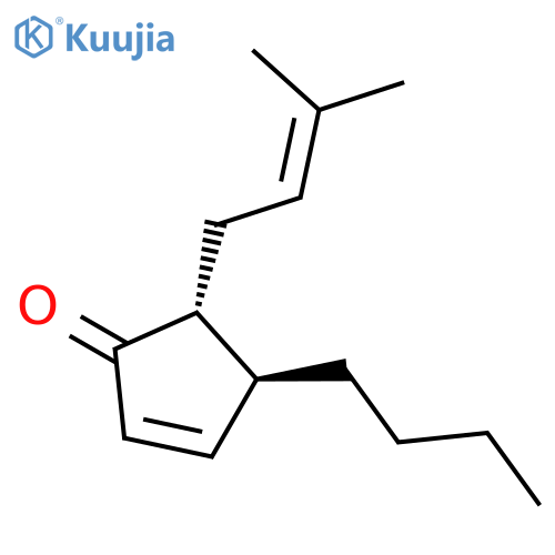 2-Cyclopenten-1-one, 4-butyl-5-(3-methyl-2-butenyl)-, (4S,5R)- structure
