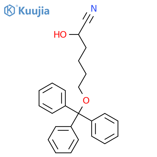 2-hydroxy-6-(trityloxy)hexanenitrile structure