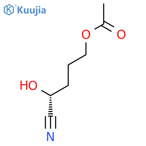 Pentanenitrile, 5-(acetyloxy)-2-hydroxy-, (2R)- structure