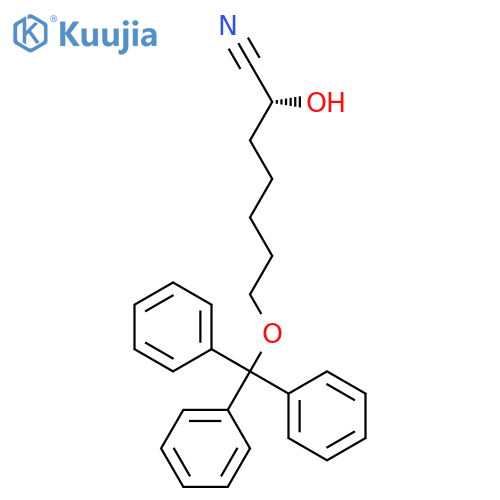 HEPTANENITRILE, 2-HYDROXY-7-(TRIPHENYLMETHOXY)-, (2R)- structure