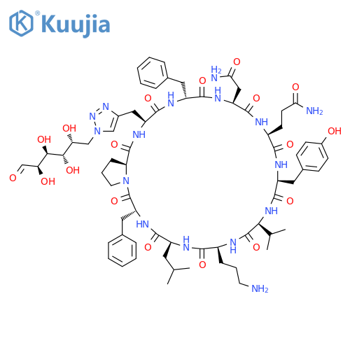 Cyclo[3-[1-(6-deoxy-D-galactos-6-yl)-1H-1,2,3-triazol-4-yl]-L-alanyl-D-phenylalanyl-L-asparaginyl-L-glutaminyl-L-tyrosyl-L-valyl-L-ornithyl-L-leucyl-D-phenylalanyl-L-prolyl] structure